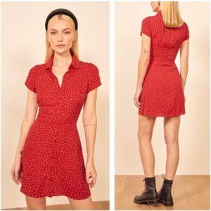 Reformation Sunday Ditty Red Polka Dot Dress - US S